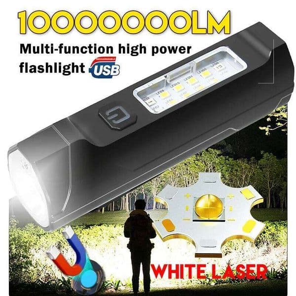 Super Bright LED Flashlight USB Rechargeable Torch with Magnet,Pen Clip, 5 Lighting Modes Camping Light Waterproof Flashlights X260120