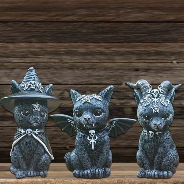 Garden Decoration Witch Succubus Demon Cat Sculpture Kitten Resin Yard Home Ornament Outdoor Magic Craft Gothic Cat Hallowe 260119