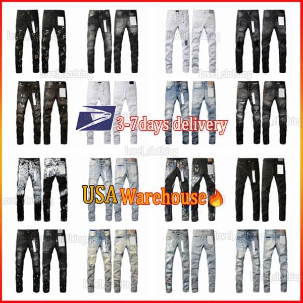 Designer purples Jean For Mens jeans letters Designer Pants Denim Trousers Mens purples brands jeans High Quality Straight Retro Ripped Biker Jean