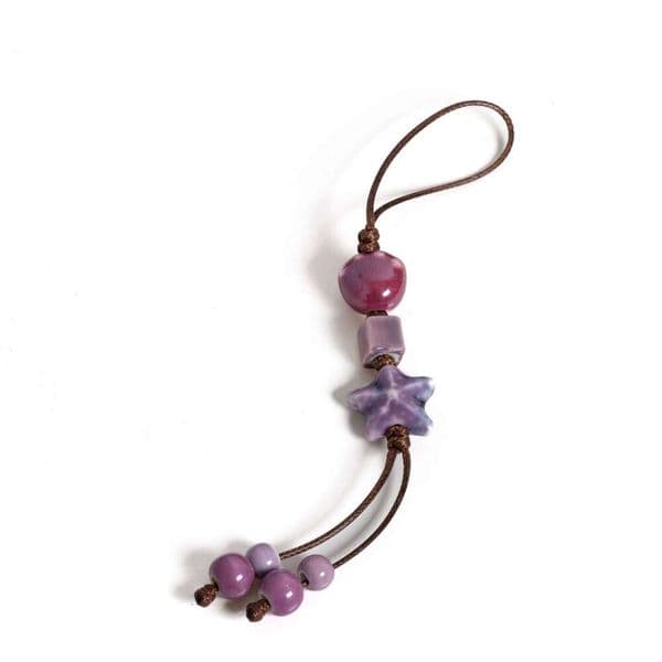 Handmade Purple Star Cat Claw Ceramic Charm Keychain Unique Bag Pendant Boho Gift S02-023 H260120