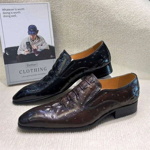 Men's Handmade Genuine Leather Python Pattern Loafers 2025 Spring Autumn Formal Oxford Wedding Shoes Office Footwear XJ260120