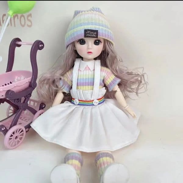 30cm Fat Doll 12 Moveable Joints 1/6 Girls Dress 3D Brown Eyes Toy with Clothes Shoes Girls Toys Children Gift 260119BJ