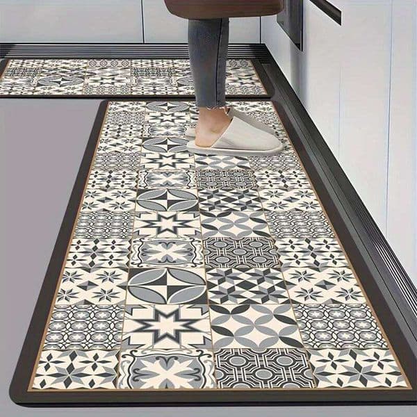 VIKAMA Kitchen Rug Waterproof, Oil-Resistant, Absorbent, Dust-Proof, Bathroom Entrance Hall Entry Door Carpet, Home Decoration X260120