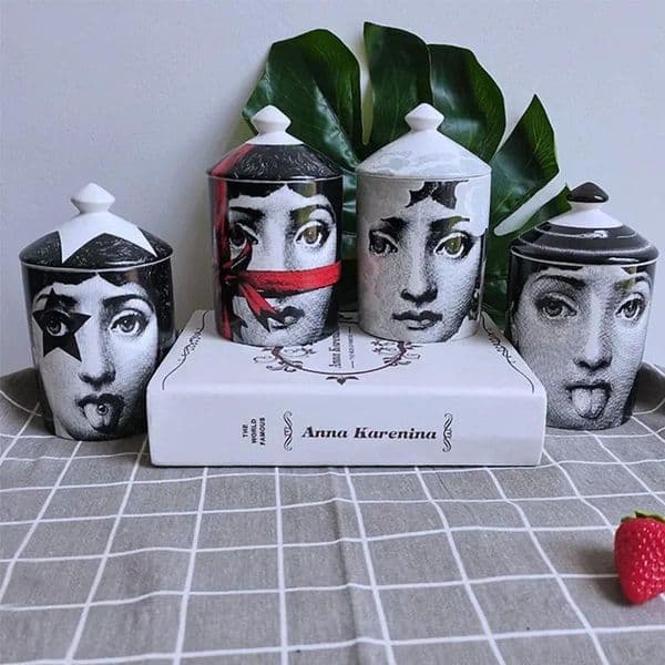 Creative Milan Style Storage Tank with Lid Human Face Vintage Candle Holder Makeup Brush pen Jar Ceramic Diy Desk Decoration