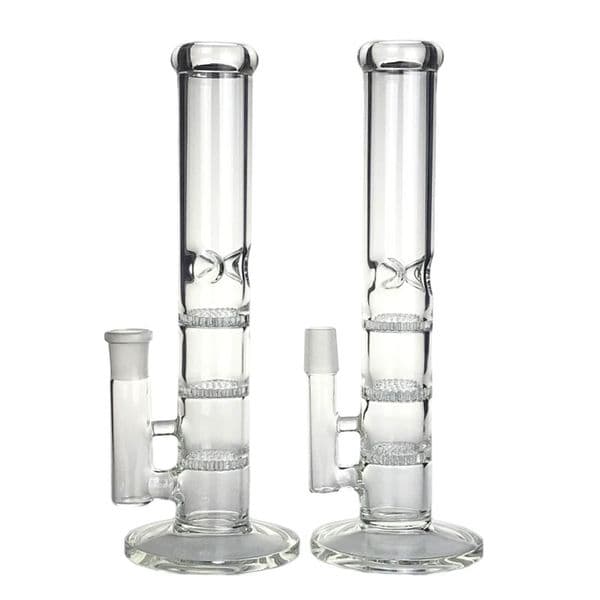 Goodsstore 12 Inch Glass Bong Smoking Water Pipes 18mm Male Female Straight Hookah Clear Thick Heady Beaker Recycler Honeycomb Percolator Bong Bowl