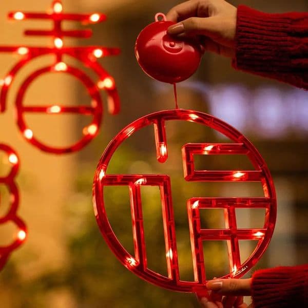 Designer With Suction Cup Spring Festival LED Light Pendant Red Acrylic Chinese Year Lantern gift set - Large Size Decoration