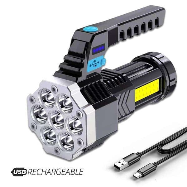 High Power Rechargeable Led Flashlights 7LED Camping Torch With Cob Side Light Lightweight Outdoor Lighting ABS Material X260120