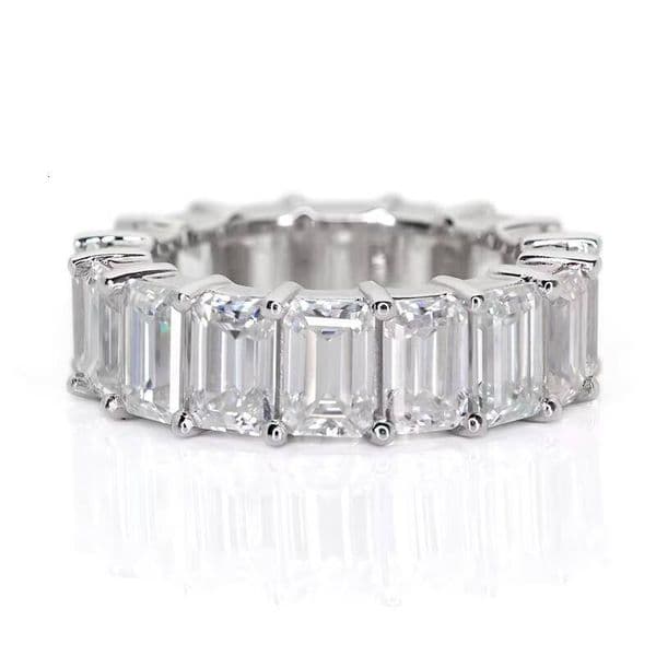 925 Silver Plate White Gold baguette Moissanite Solitaire Wedding Engagement Ring