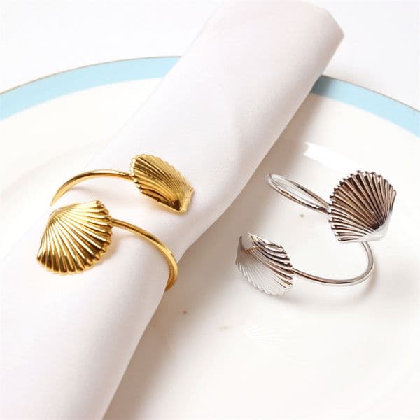 Shell Design Silver Gold Wholesale Napkin Ring Holder