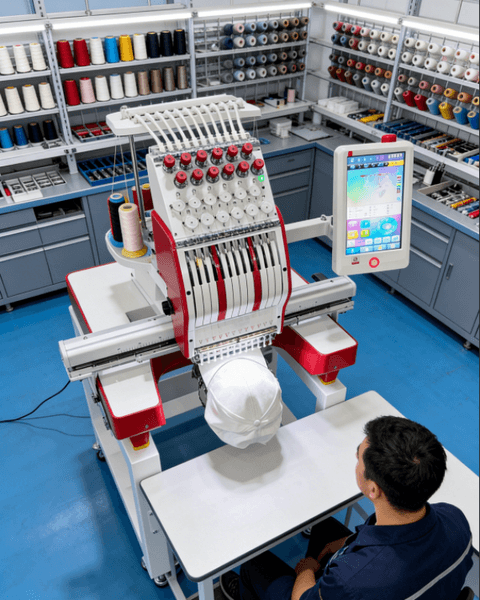 EOM 15-Needle Commercial Embroidery Machine 240*360mm Large Embroidery Area 1000SPM 9" Touch Screen USB & WiFi Beginner