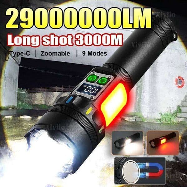 2025 Super Bright Led 2900000LM High Power Torch 5000mAh Rechargeable LED Flashlight Long Shot Hunting Camping Light X260120