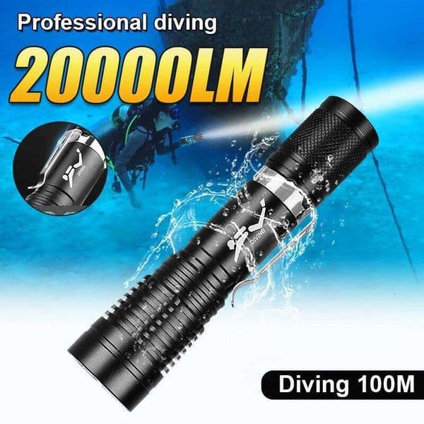 Portable LED Flashlight High Brightness Professional Diving Torch IPX8 Waterproof Underwater Lantern Amphibious Outdoor Lights X260120