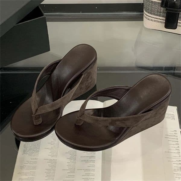 Eilyken Summer Leopard Print Clip Toe Platform Wedges Women Slippers Fashion Thick Bottom High Heels Flip Flops Shoes w251230