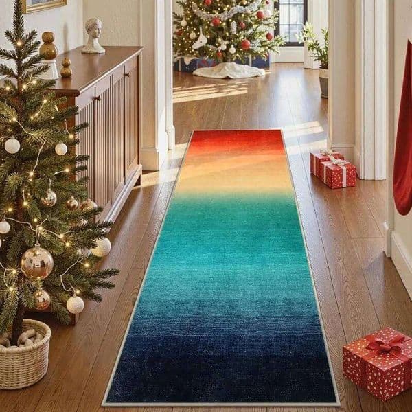 Rainbow Gradient Runner Rug Modern Minimalism Colorful Hallway Carpet Non-slip Soft Floor Mat for Living Room Entryway Decor X260120