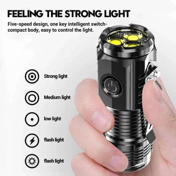 Super Bright Mini 3LED Flashlight With Pen Clip And Tail Magnet,Builtin Battery USB Charge Outdoor Portable Torch Emergency Lamp X260120