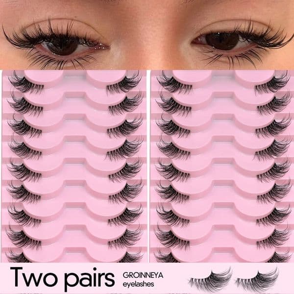 Two Boxs Half Eyelashes Natural Fluffy Cat Eye Lashes Soft Wispy Faux Mink Lashes Winged End Eye Elongated Eyelashes 260119