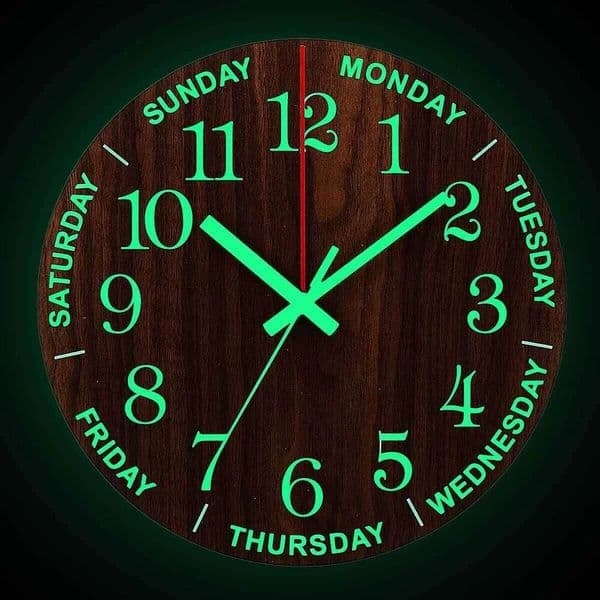 12 Inch Luminous Wood Silent light in dark night Nordic Fashion Wall Non Ticking Clock With Night Light Gift 26Y0121