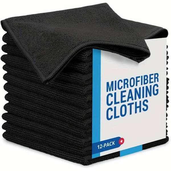 Black Microfiber Kitchen Cleaning Cloths- Durable, Reusable,Highly Absorbent,Fade-Resistant,Hand Wash Only,Polyester Dish Towels 26Y0121