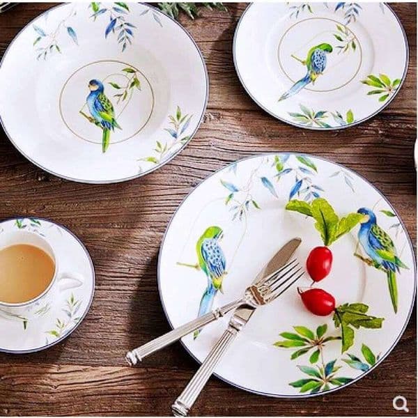 Bone china tableware set Western dishes soup plate coffee cup European and American pastoral style 26L0121