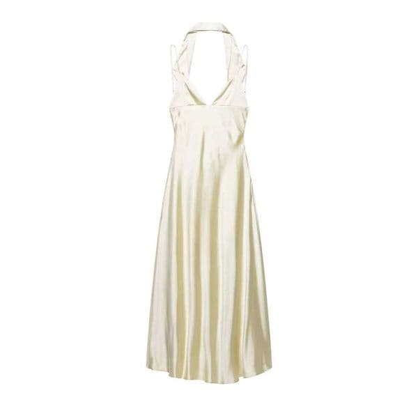 2025 summer new women's clothing casual fashion simple and comfortable thin scarf decorated with satin texture dress