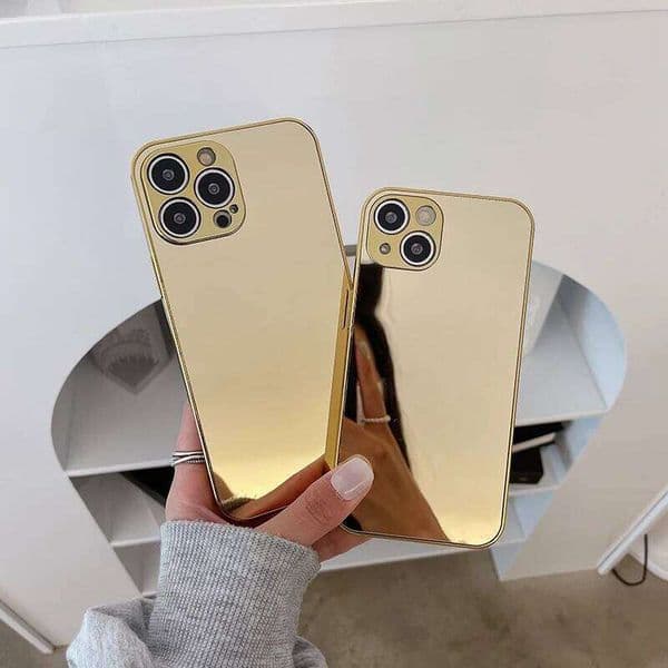Luxury Solid Color Plating Shockproof Phone Case For IPhone 15 13 12 11 14 Pro Max Plus Makeup Mirror Back Cover Z260121