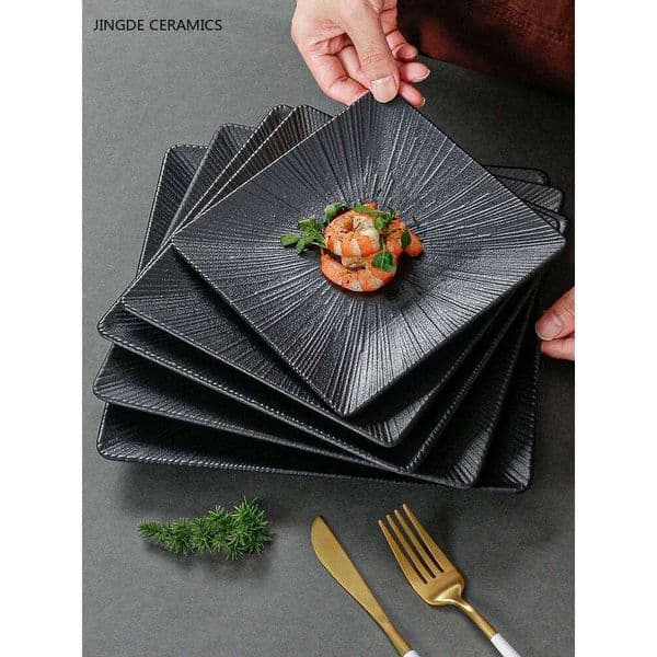 1Pc Melamine Square High Quality Black Snack Dishes Home Merchant Dining Not Easily Broken Plastic Plate 26L0121
