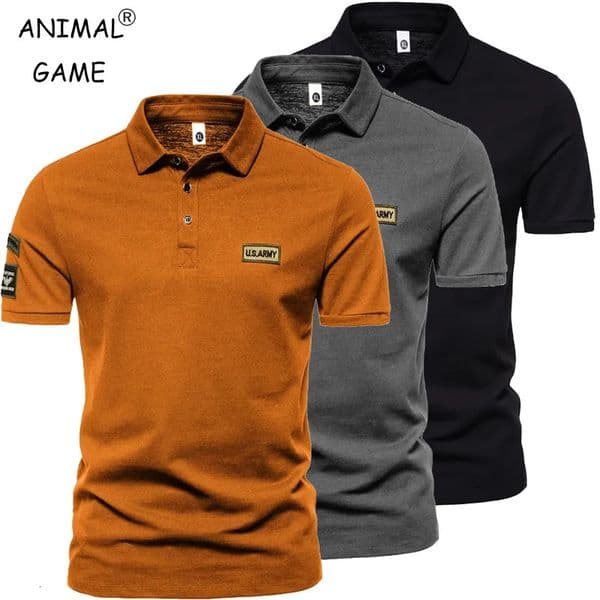 Men Short Sleeve Tshirts Summer Breathable Embroidered Polo Shirt for Men Lightweight Solid Color Large Tops 260120