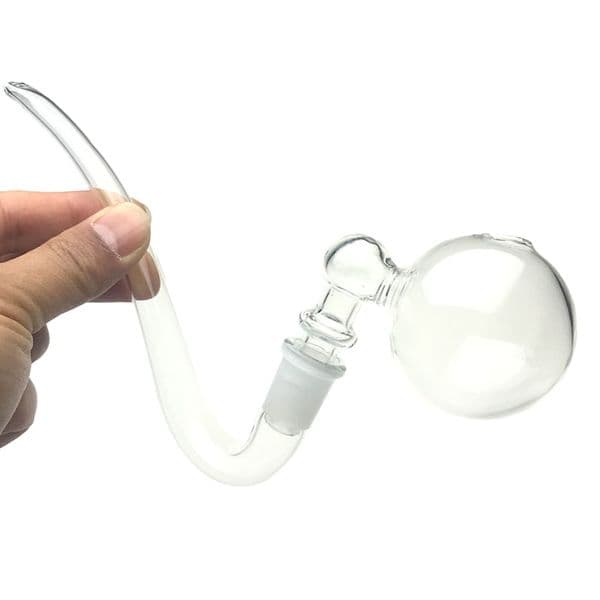 Goodsstore Thick Oil Burner Glass J Hook Smoking Bong Adapter Pipes 50mm Big Ball DIY Travel Straw Tube