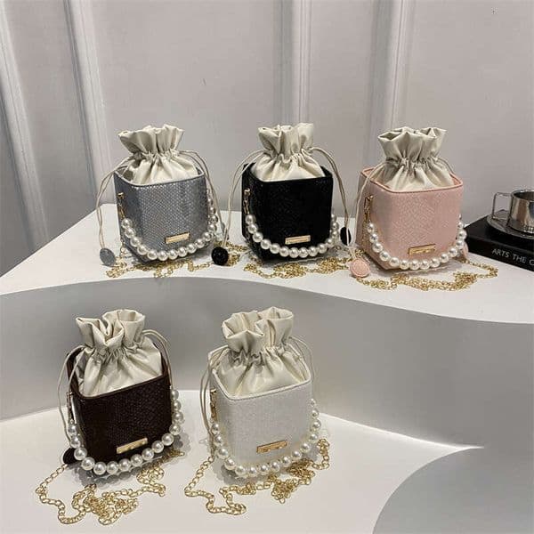 Trendy Niche Pearl Handheld Bucket Women's 2025 Spring New Light Luxury Shoulder Casual Crossbody Bag