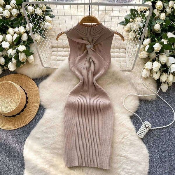 Chic 2025 Fashion Sexy Package Hips Cross Knitted Summer Women Slim Elastic Bodycon Party Mini Dress Streetwear Outfit