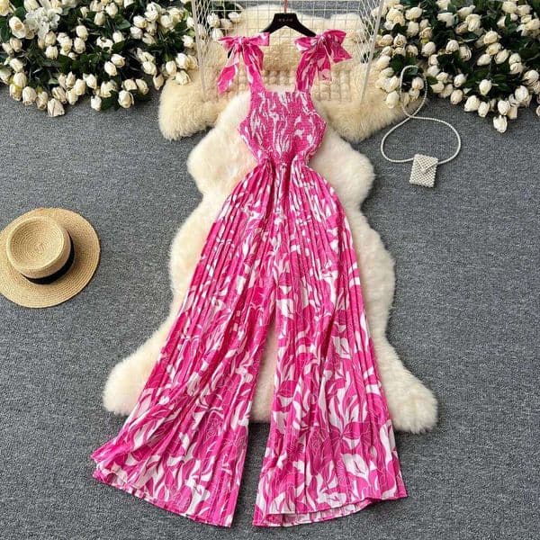 with Straps for Summer Print Women Wide Leg Pants Sexy Sleeveless Jumpsuit One Piece Outfit