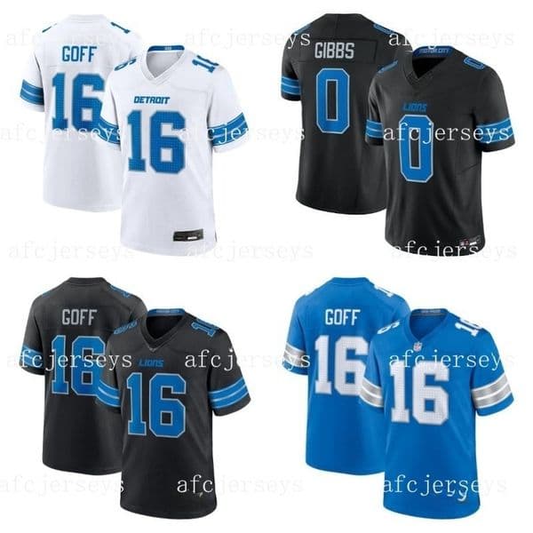 Custom Football Lionss Jerseys Jahmyr Gibbs Amon-Ra St. Brown Aidan Hutchinson Jared Goff Isaac TeSlaa Jameson Williams S-XXXL