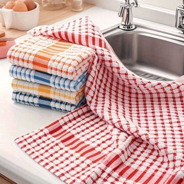 10pcs Large Plaid Kitchen Cleaning Cloths Towels- Absorbent, Reusable Dish Towels in Multipurpose Napkins,Table And Outdoor Use 26Y0121