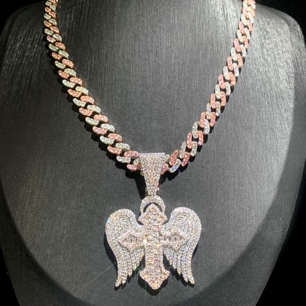 Hiphop New Mens Pendant Trendy Rap Personalized Cross Wing Necklace Versatile Accessories Set Trendy Wearing Accessories Necklace