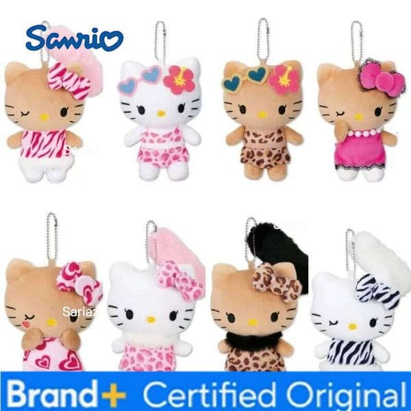 Sanrio NEW Avail Hello bikini long tail Plush kawaii leopard zebra print kt doll pendant Kitty cat Stuffed Toy Bag charm H260121