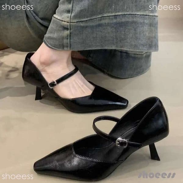 2026 Women's High Heels Spring Designer Shoe French Style Elegant Pointed Toe Shallow Mouth Stiletto Mary Jane Commuter Shoes
