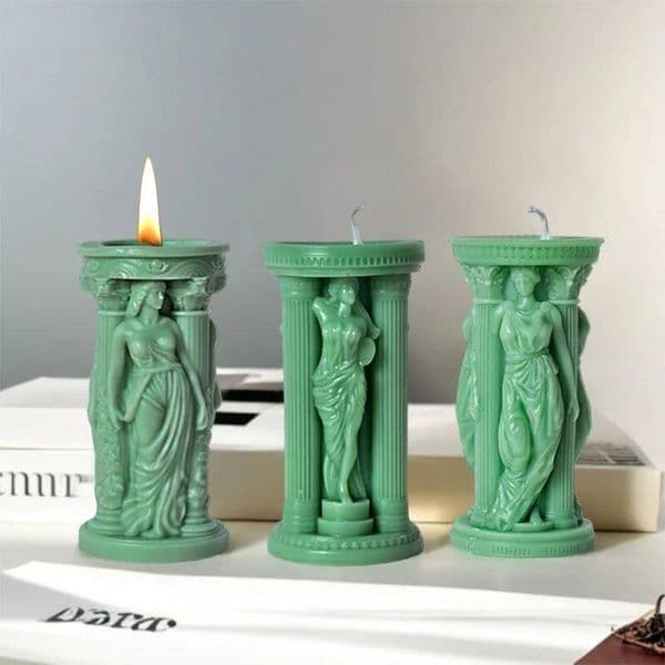 Valentine's Day DIY Classical Athena Sculpture Candle Roman Column Greek Resin Goddess Statue Gypsum Mold Home Decoration ddmySat
