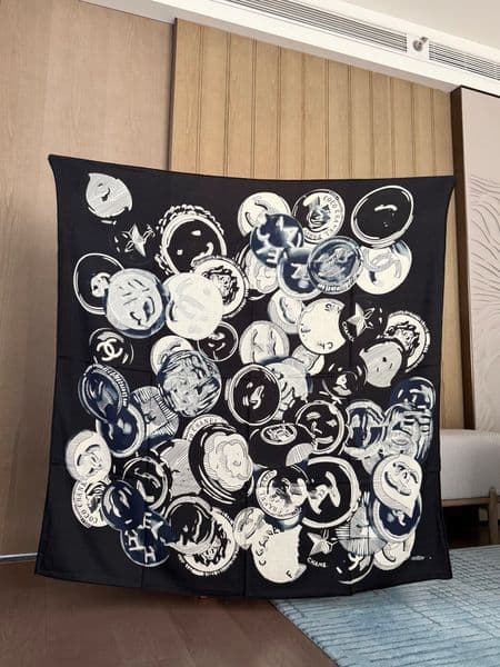 140*140cm CC brand-name silk cashmere scarf, 70% cashmere, 30% silk shawl, luxurious double-sided cashmere women's all-season scarf, square scarf, printed pattern scarf