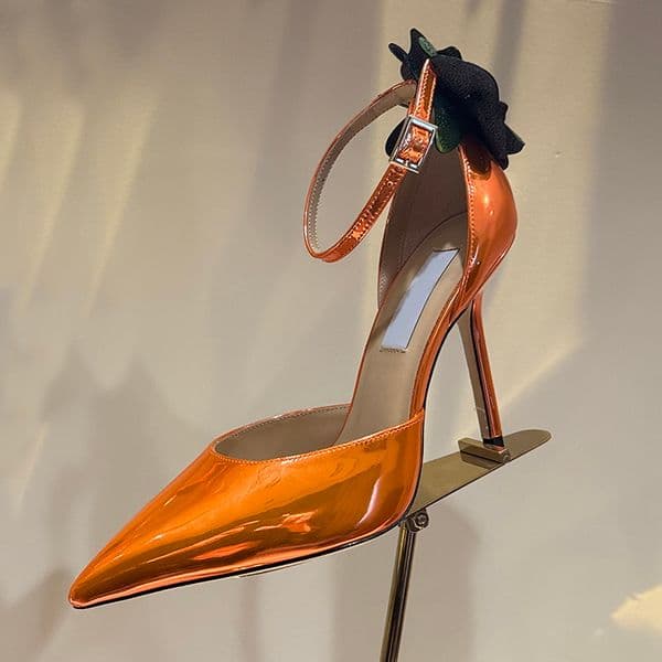 New Rose Decorated Thin Heeled Sexy Women High Heeled Sandals Luxury Designer Pointed Backless Dinner Shoes Fashionable Elegant Women wedding Shoes With box