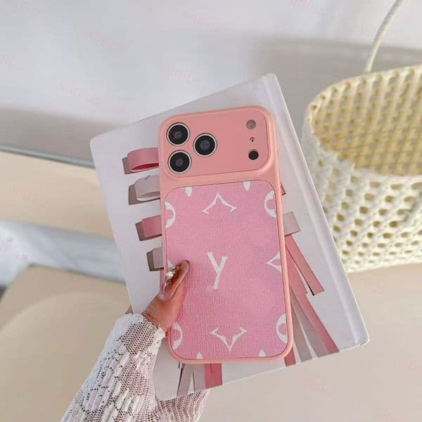 Phone Case Designer iphone 17 Pro Max V All pink Luxury leather Case for iphone 16 ProMax 15 14 13 Cases Fashion Monogram embossing iPhone17 Pro protective Case dhgate