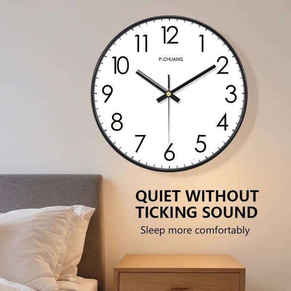 Simple Quartz With Large Numbers Easy To Read Clock Modern Silent Non Ticking Wall Mounted Home Decoration 26Y0121