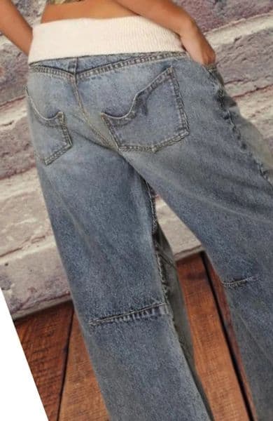 American retro hip-hop splicing fashion jeans suitable for womens daily simple wear wide-leg pants loose work pants street wear 260120