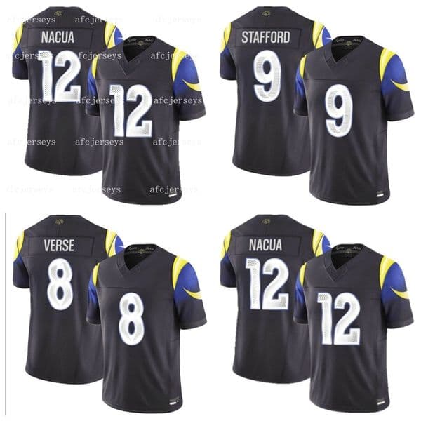 Custom Football Ramss Jersey 8 VERSE 12 NACUA 9 Stafford for S-3XL