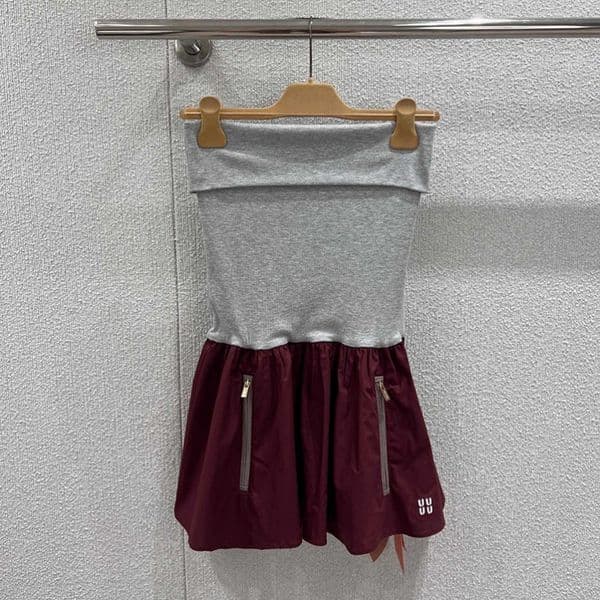Designer Women Strapless Dress Luxury Contrast Color Mini Dress Summer Birthday Party Vacation Sexy Slim Fit Dresses