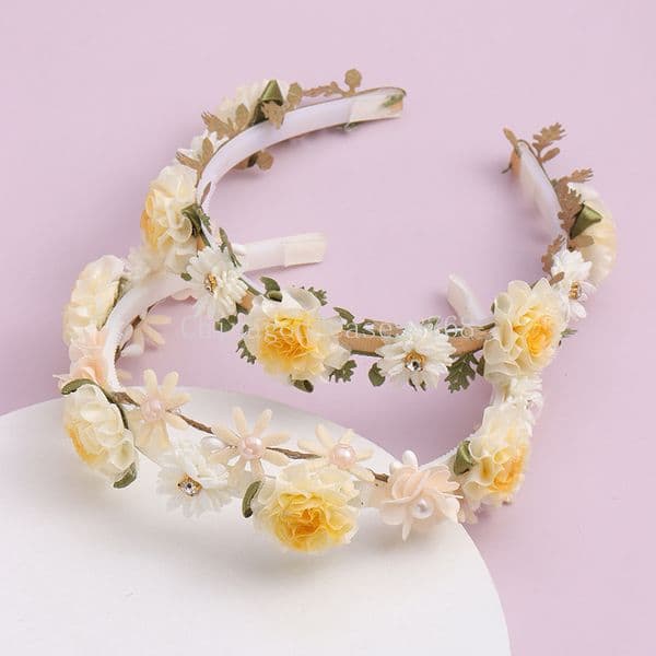 Floral Kids Spring Summer Hair Hoops Imitation Flower Princess Girl Hairbands Handmade Headdress Kids Hair Accessory