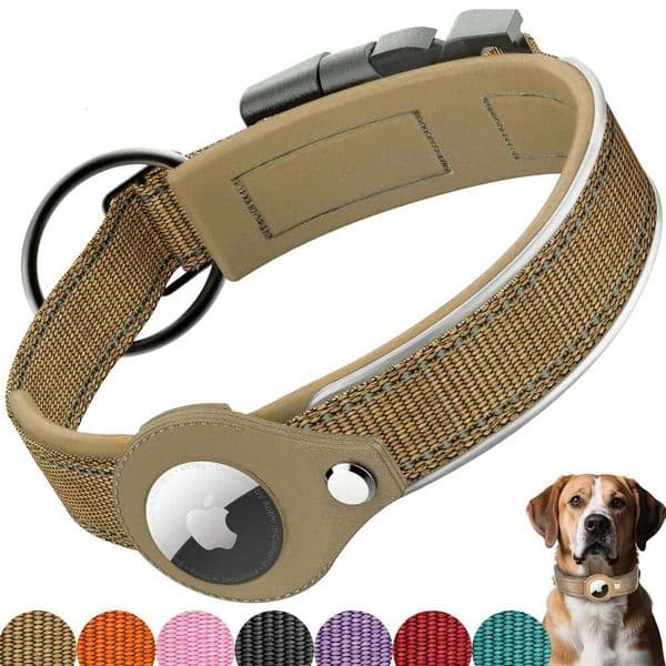 Reflective Padded Dog Collars AirTag Holder Case Adjustable Pet Collar for Small Medium Large Dogs 26W01121