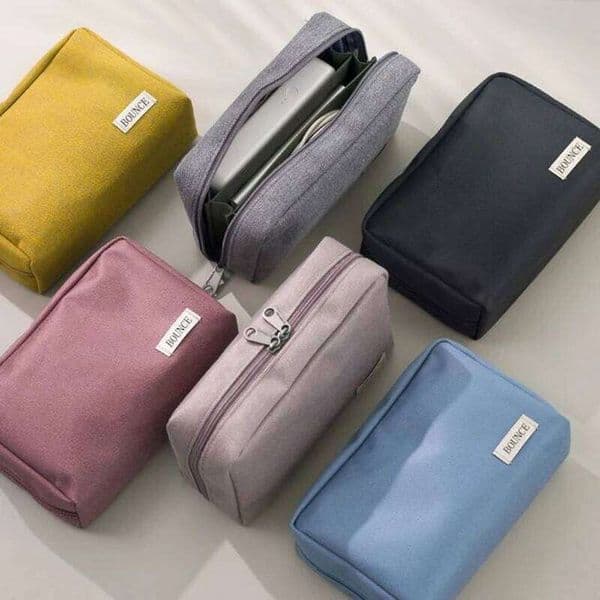 Large Capacity Organizer Bag, Multi-Pocket Makeup Cable Pouch, Multi-Color for Travel Office Home 26W0121