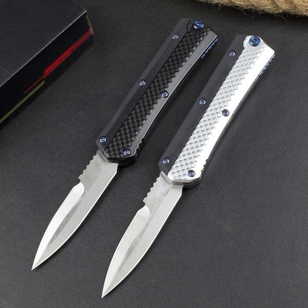 High Quality H2437 Tactical Knife D2 Satin Double Edge Blade CNC Zn al Alloy Handle Outdoor Camping Hiking Survival Knives with Nylon Bag