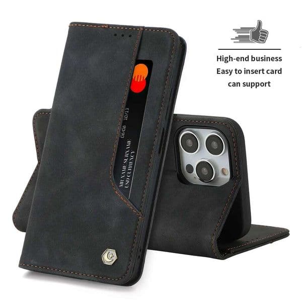Business Leather Case for iPhone 17 16 15 14 13 12 11 Pro Max 16E XR XS X 8 7 Plus SE Magnetic Flip Wallet Card Slot Phone Cover Z260121
