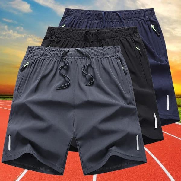 Quick Dry Shorts Men Summer Thin Short Pants Running Sports Bottom Gym Fitness Beach Zipper Pocket Loose Short Sweatpants Men 260114BANJIA
